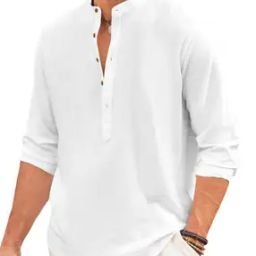 Men Regular Fit Short Kurta with Mandarin Collar -image-94