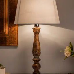 Solid Carved Wood Table Lamp-picture-29