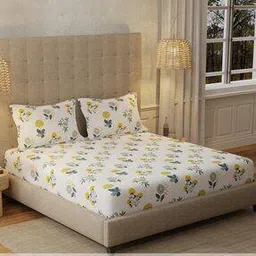 Floral Print Double Size Bedsheet with Pillow Covers-image-93