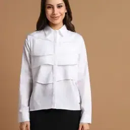 allen solly Women Ruffled Regular Fit Shirt-picture-15