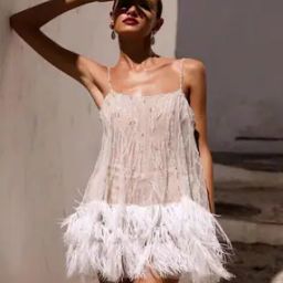Women Tasseled A-Line Dress with Strappy Sleeves-image-5