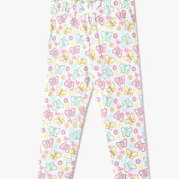 Girls Butterfly Print Cotton Leggings with Bow Accent-image-14