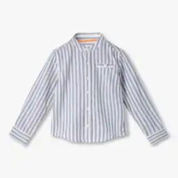 Boys Striped Band Collar Shirt-picture-5