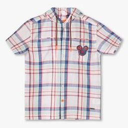 Boys Mickey Mouse Print Boxy Fit Hooded Shirt-picture-42
