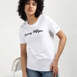 tommy hilfiger Women Brand Print Regular Fit Round-Neck T-Shirt-picture-16