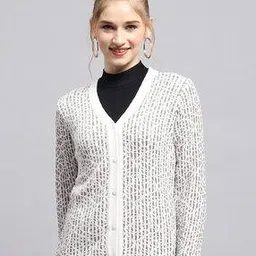 monte carlo  Women V-Neck Self-design Cardigan-picture-42