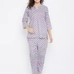 Floral Print Woven Top & Pyjamas Set-image-50