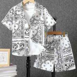 Boys Paisley Print Shirt & Shorrts Set-image-97