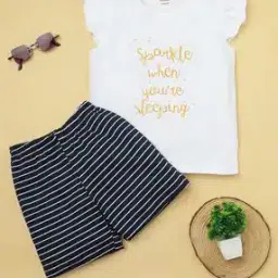 Girls Micro Print T-Shirt & Pyjamas Set-image-47