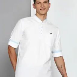 Men Tailored Fit Kurta with Patch Pocket-32