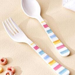 Striped Melamine Spoon & Fork Set-30