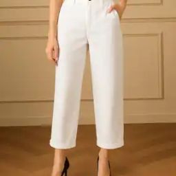 Women Straight Fit Flat-Front Trousers-image-5