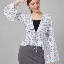 Polka-Dot Polyester Peplum Shrug-47