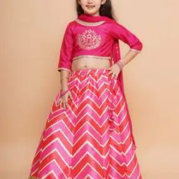 Girls Chevron Print 3-Piece Lehenga Choli Set-image-63