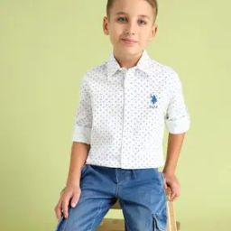 Boys Geometric Print Regular Fit Cotton Shirt-image-8