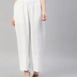Embroidered Palazzos with Elasticated Waistband-picture-10