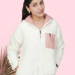 Women Colourblock Hooded Jacket with Zip Pocket-image-8