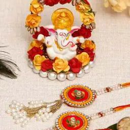 Rakhis with Ganesha Idol & Roli-Chawal Set-image-49