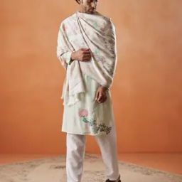 Men Floral Print Stole with Stitched Detail-image-37