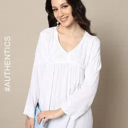 Women Hand Embroidered Lucknowi Chikankari Kurta-image-8