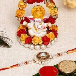 Beaded Rakhi with Ganesha Idol & Roli-Chawal Set-image-19