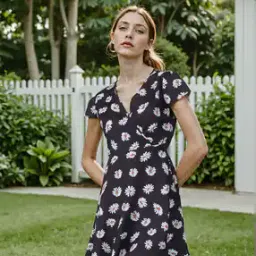 Shein Short Sleeves Floral Print Mini Skater Dress-image-9