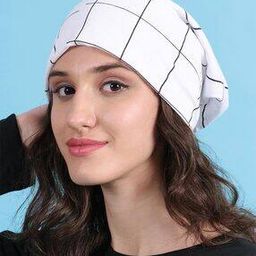 Women Checked Beanie with Stitched Detail-image-26