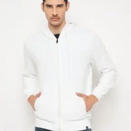 Men Typographic Print Slim Fit Zip-Front Hoodie-image-36