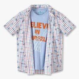 point cove Boys Checked Slim Fit Shirt with T-Shirt-picture-39
