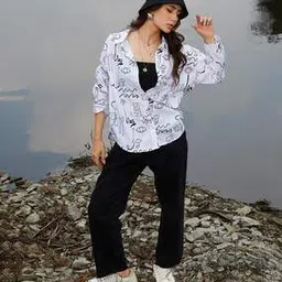 campus sutra Women Graphic Print Oversized Shirt-picture-48