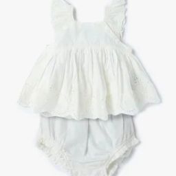Infants Embroidered Cotton Top & Shorts Set-image-10