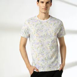 Men Leaf Print Regular Fit Crew-Neck T-Shirt-picture-11