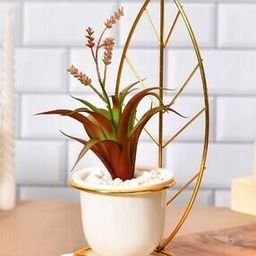 Red and Green Artificial Plant with White and Gold Ceramic Pot-image-8