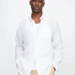 Men Regular Fit Linen Shirt with Patch Pocket-image-85