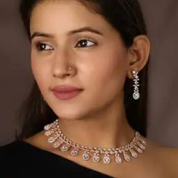 Stone Studded Necklace & Earings Set-image-79