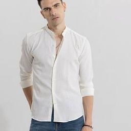 Men Slim Fit Shirt with Band Collar-image-14