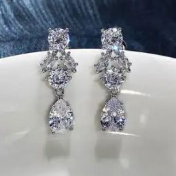 Silver-Plated American Diamond-Studded Earrings-image-46