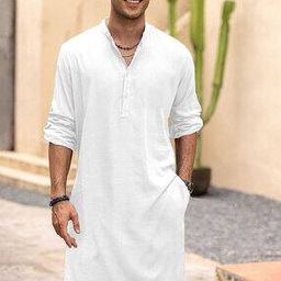 Men Regular Fit Long Kurta Full Sleeves-image-33