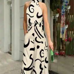Women Printed Jumpsuit with Insert Pockets-10