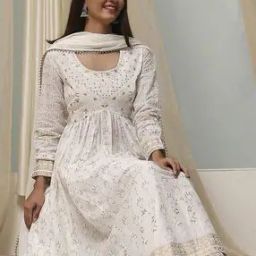 Women Embroidered Anarkali Kurta with Palazzos & Dupatta-0