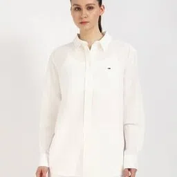tommy hilfiger Women Relaxed Fit Shirt with Spread Collar-picture-3