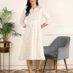 Women Embroidery Flared Kurta-image-89