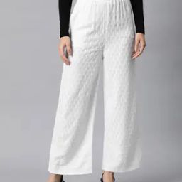 Women Embroidered Straight Fit Palazzos with Elasticated Waistband-picture-9