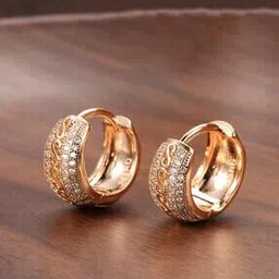 Gold-Plated Stone-Studded Hoop Earrings-image-68