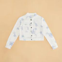 Girls Floral Print Spread-Collar Jacket-28