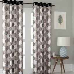 Set of 2 Leaf Print Decorative Door Curtain-1