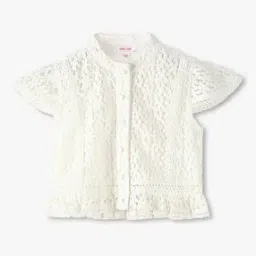 Girls Crochet Ruffle Slim Fit Top-image-97