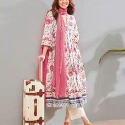 Women Floral Print Flared Kurta with Pants & Dupatta-image-71