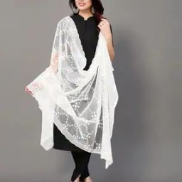 Women Embroidered Dupatta with Tassels -52