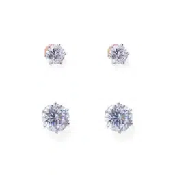 Set of 2 Rose Gold-Plated Stone-Studded Studs-image-44